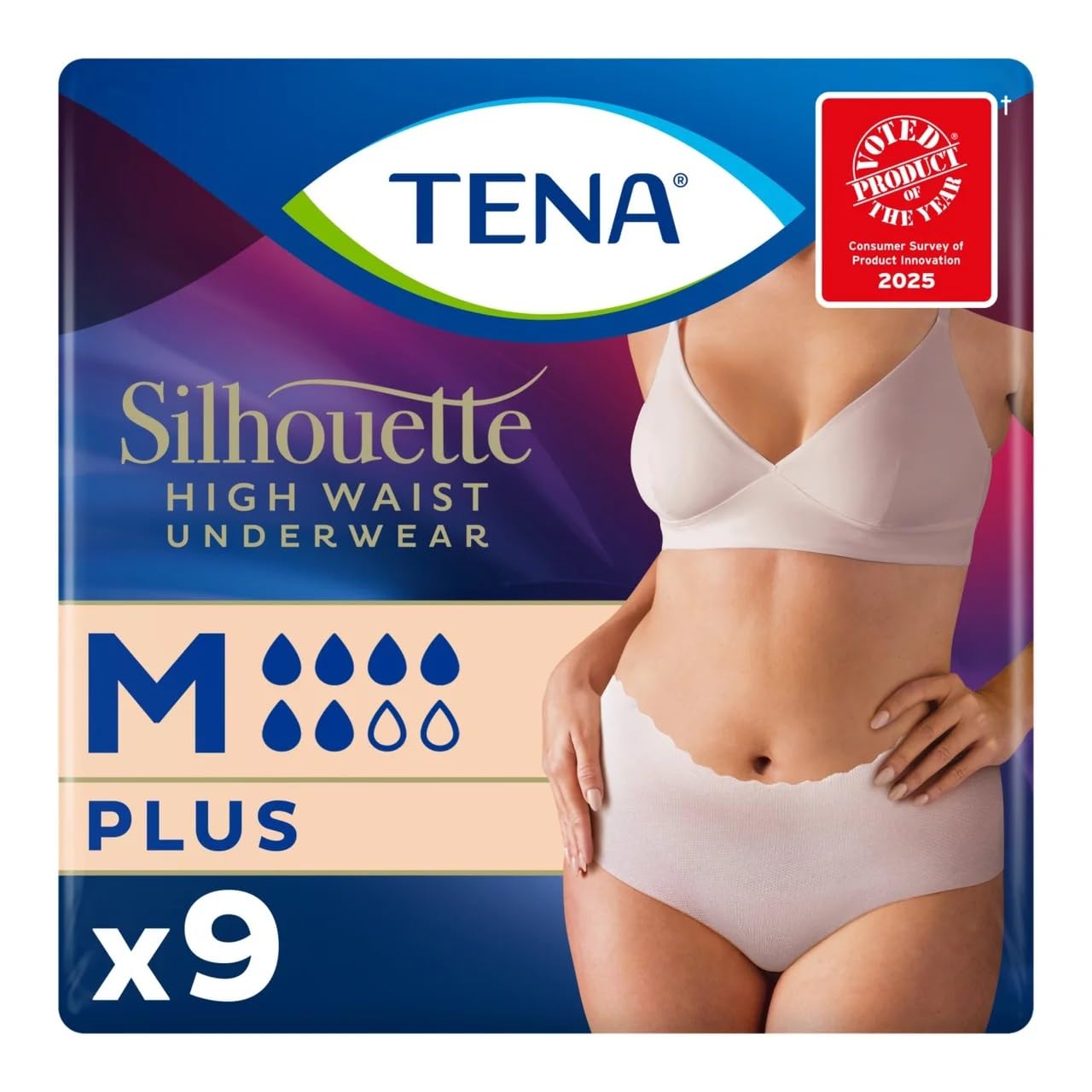 9 x TENA Lady Silhouette Pants Plus Medium High Waist Underwear| 1 Pack of 9