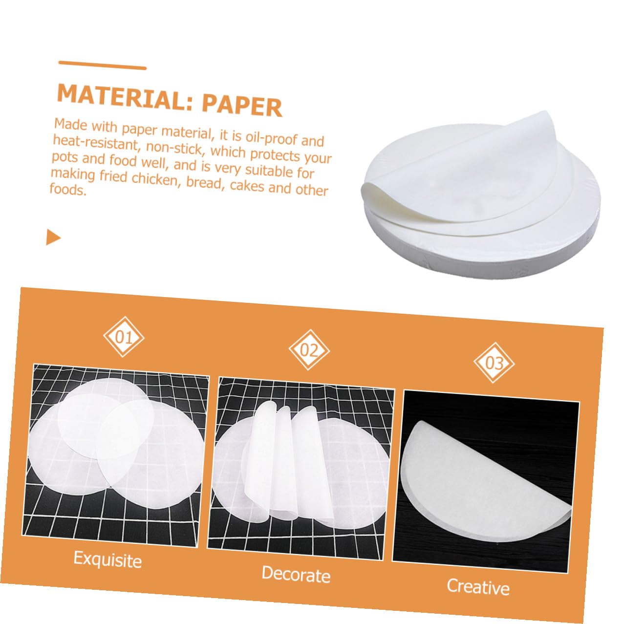 Papier Sulfurisé 500 Feuilles Rond Plat pour Cuisson et Friture