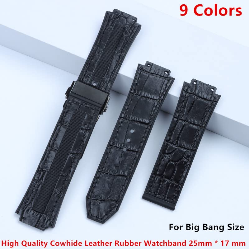 Correa de reloj 25 * 19mm de cuero y silicona compatible con Big Bang con bucle mariposa 5