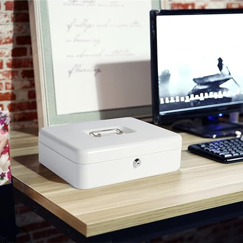 Vista 61 de Jssmst - Caja de dinero pequeña con bandeja, caja con bloqueo, Negro L