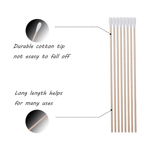 Miniatura 9 de 1600 hisopos de algodón de 6 pulgadas con palos de madera, aplicadores largos con punta de algodón, palos de algodón de limpieza con mango de madera