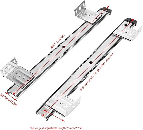 Miniatura 3 de Bandeja de cajón de computadora de acero laminado en frío, 2 piezas, accesorios para teclado, soporte de riel deslizante para teclado, color blanco,