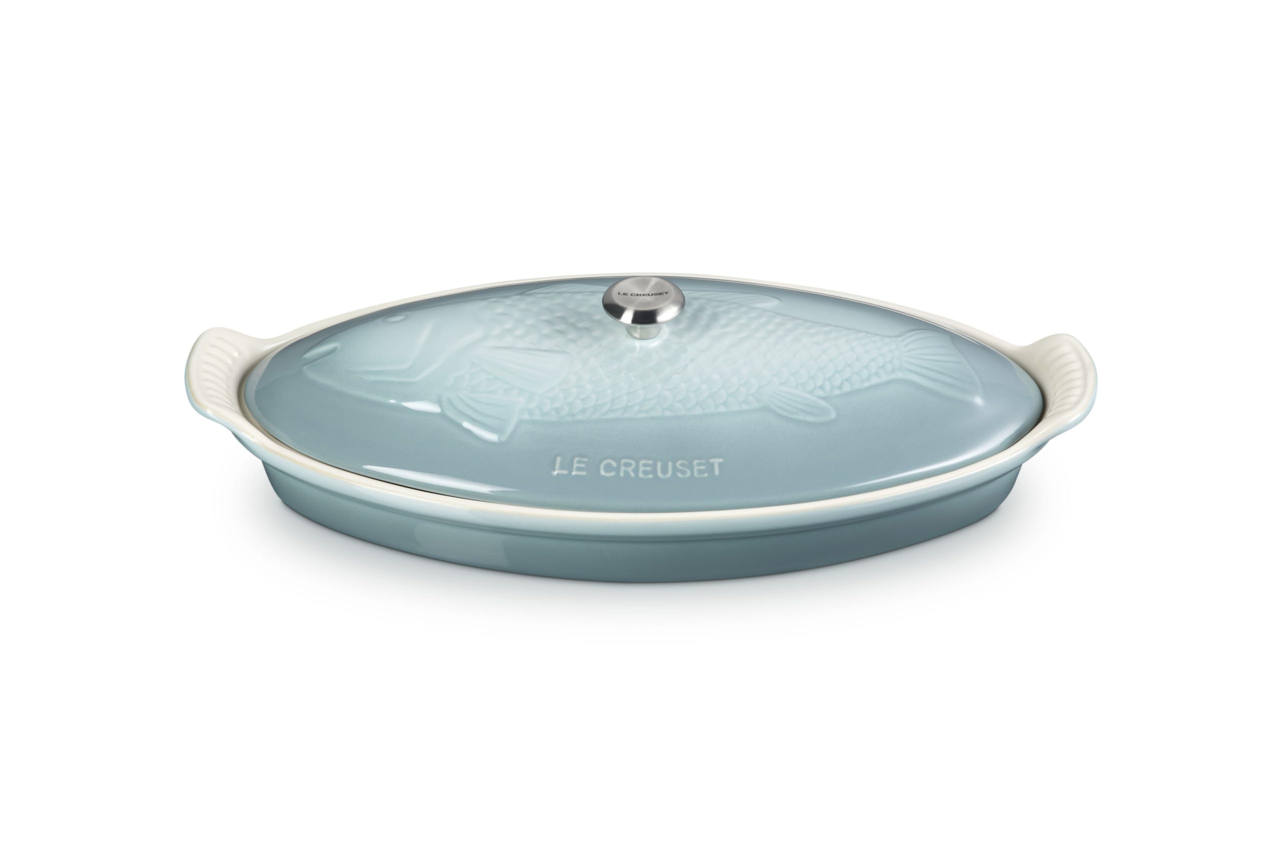 Le Creuset Stoneware Heritage Fish Baker, 1.7 qt., Sea Salt