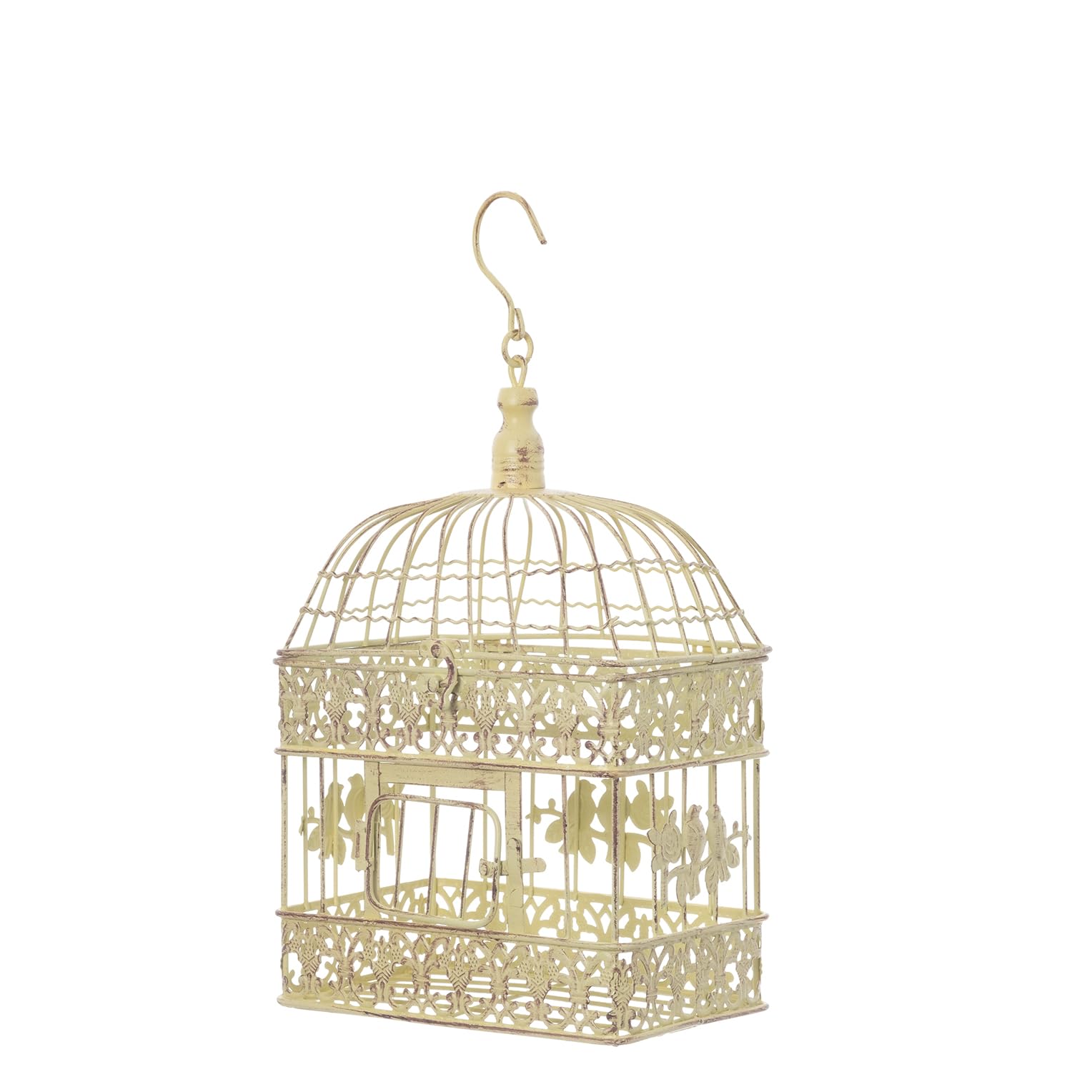 Cage à oiseaux décorative style colonial antique shabby rétro, style maison de campagne VK4RH-CR, Métal, Altgrün-gelbstich, Set M und L