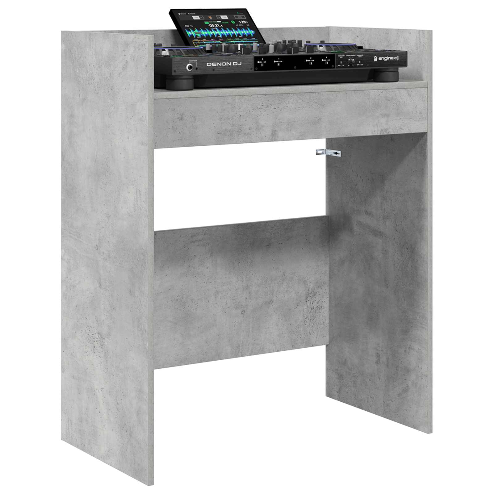 vidaXL DJ Tisch Betongrau 102 x 45 x 102 cm Holzwerkstoff, U-Form, modernes DJ-Pult, ergonomischer Musikarbeitsplatz, vielseitige Audio-Ausrüstung, Profi-Station