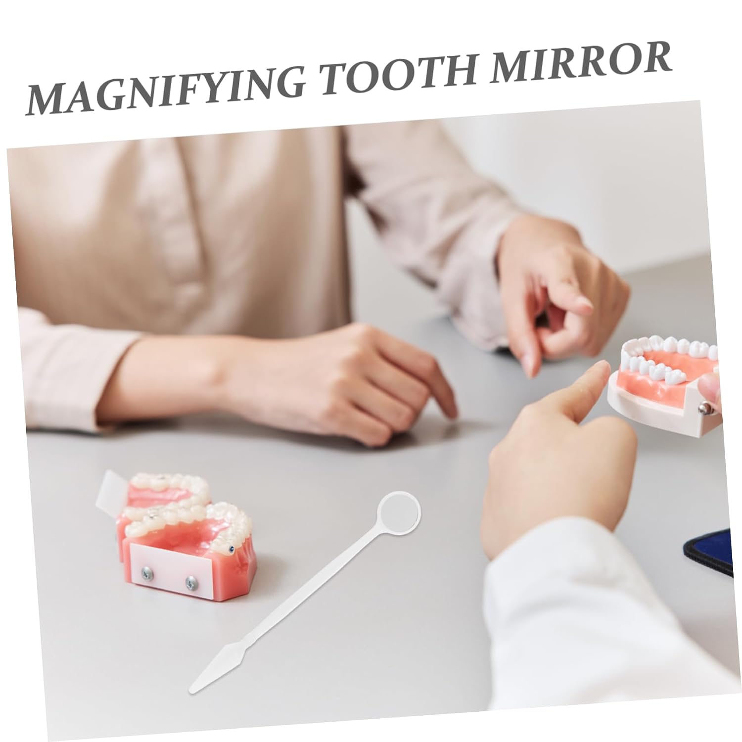 100pcs Disposable Dental Mirror Magnifying Lash Tooth Shaped Oral Inspection Tool