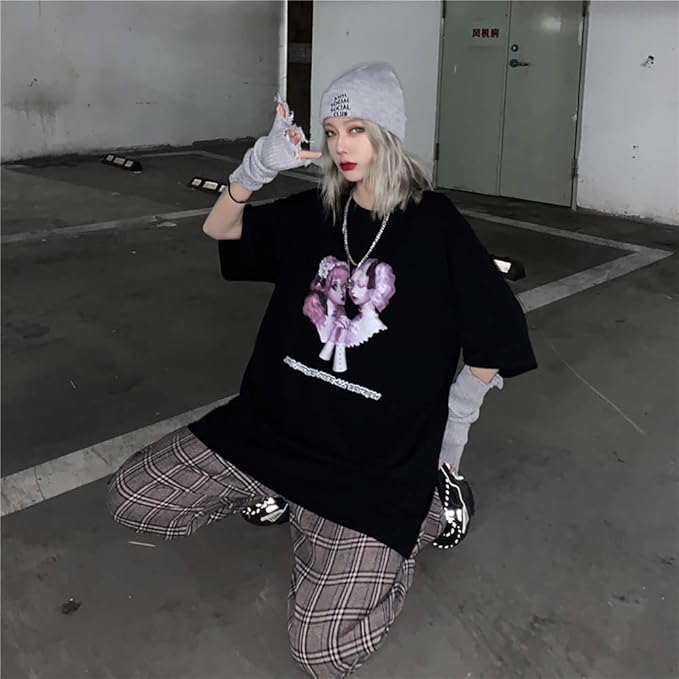 Amazon Yemocile メンヘラ 服 病みかわいい 原宿系 Tシャツ レディース 半袖 ゆったり 夏服 トップス プリント かわいい 韓国 ファッション カットソー Tシャツ カットソー 通販 Amazon Yemocile メンヘラ 服 病みかわいい 原宿系 Tシャツ レディース 半袖 ゆったり 夏服 トップス プリント かわいい 韓国 ファッション カットソー Tシャツ カットソー 通販