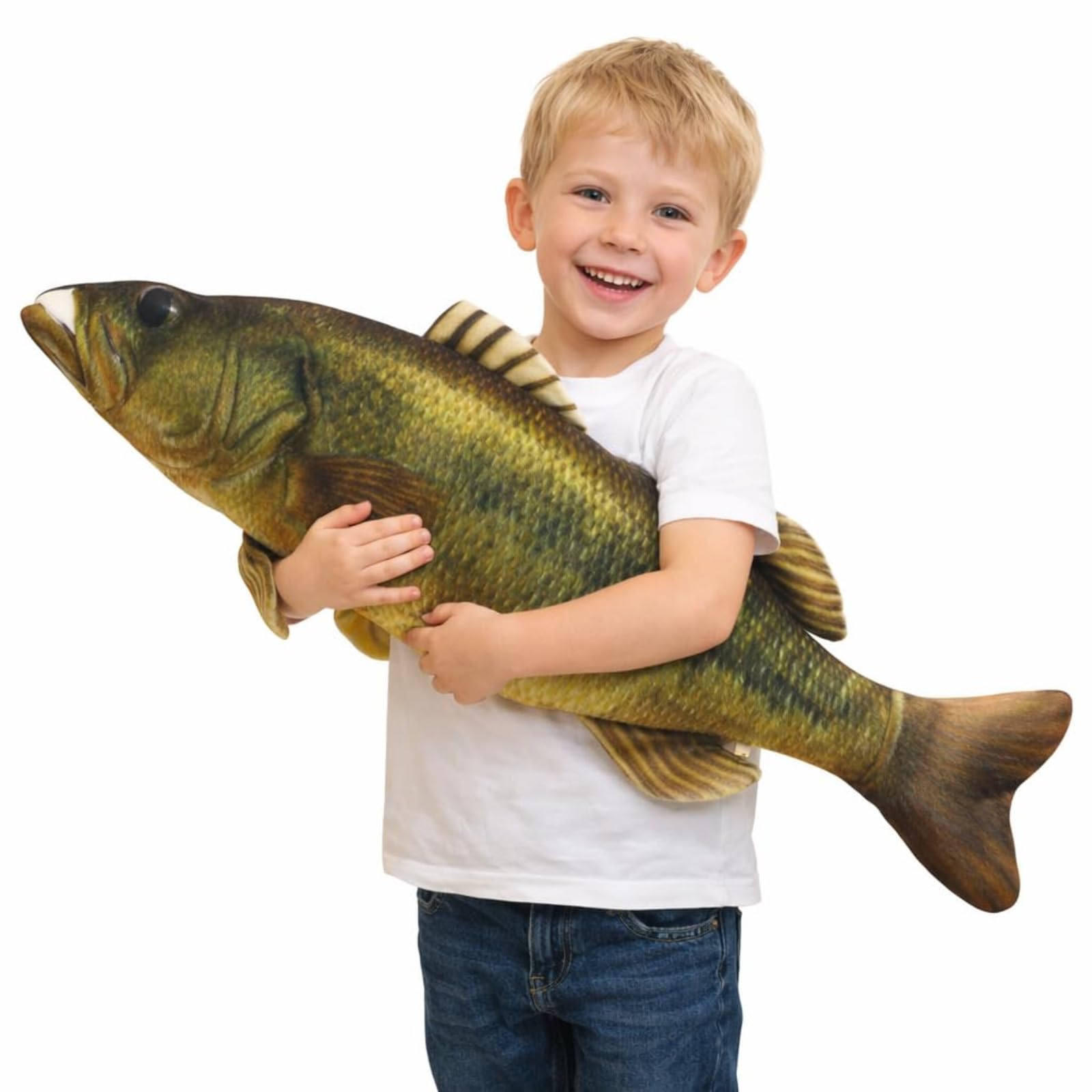 JORCEDI Fish Stuffed Animal, Fish Plush Toys,Simulations-Fisch Plush Pillow Plush Throw Pillow,Decorative Room-Ornament, Gift for Girls, Boys, Playing & Cuddling (80cm,Sea bass)