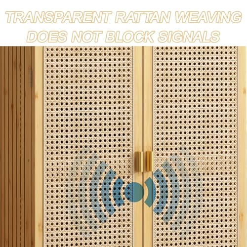 Armoire de rangement en rotin WiFi pour routeur, boîte de rangement en bambou avec étagères réglables pour la maison et le bureau, étagères de rangement invisibles