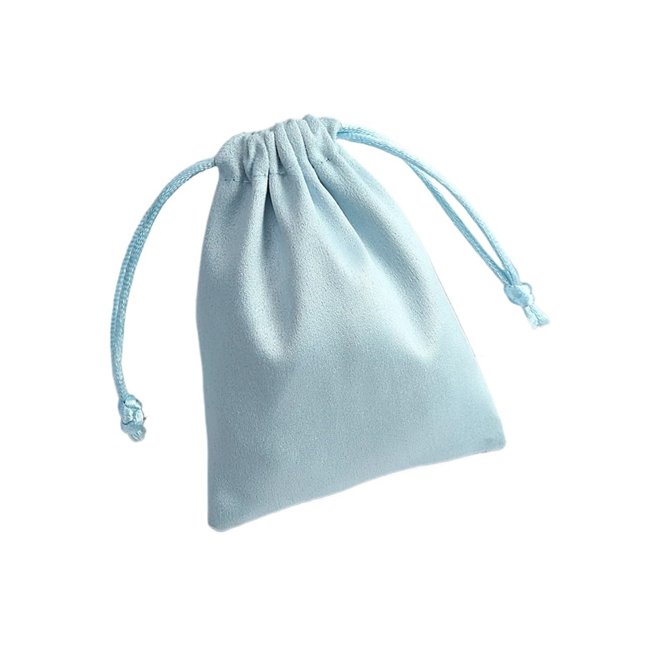 Mlyvax 20pcs Flannel Drawstring Packing Jewelry Packaging Display Luxury Velvet Suede Pouches Wedding Favors Gift Bags(Light Blue)
