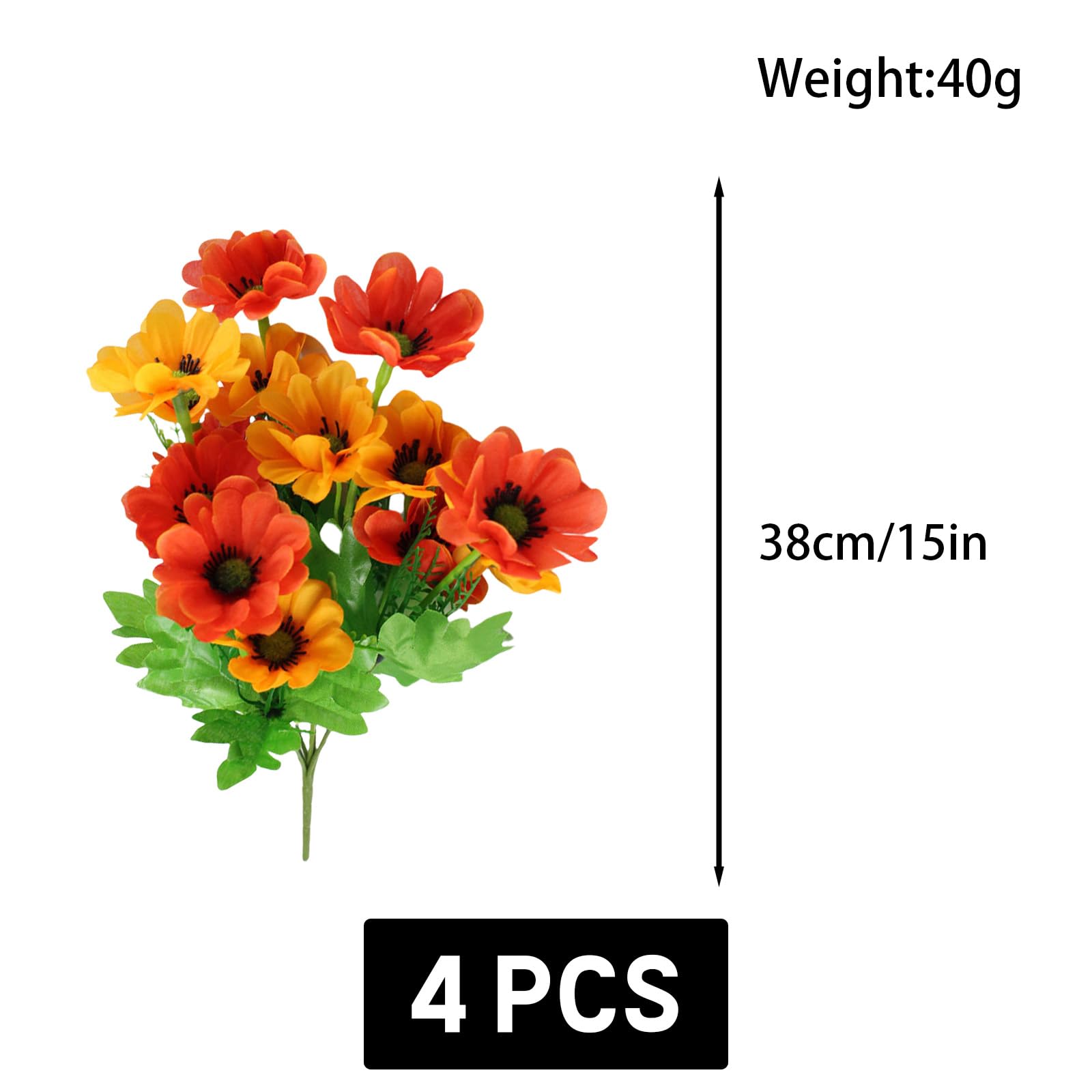 astylishome Artificial Flowers Outdoor Daisy Fake Flower for Decoration Craft Accessories Faux Plastic Simulation Bouquet Garden Porch Farmhouse Window Box Decor 0701 - Image 3
