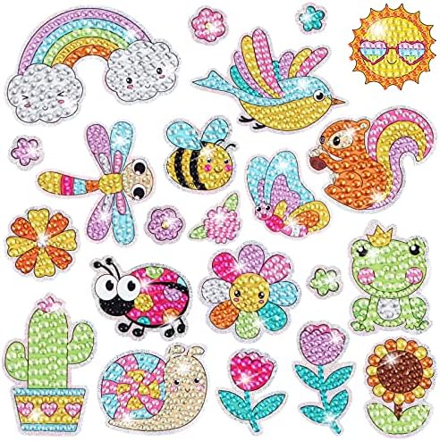 5D DIY Diamond Painting Stickers Kits,SUPRROW Paint with Diamonds by Numbers Kits Arts and Crafts for Kids,Gem Sticker,Gem Art Kits for Kids