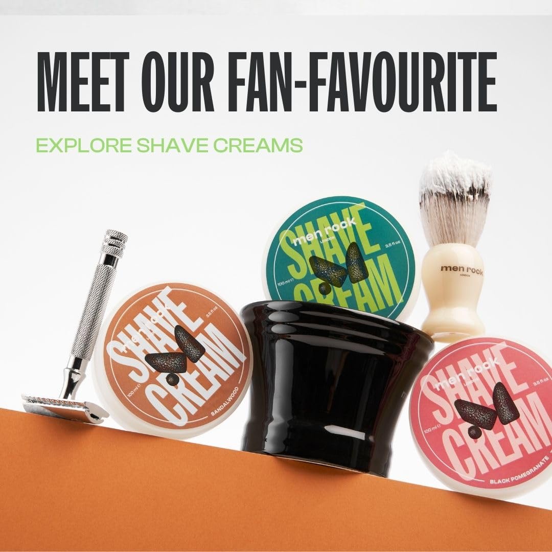 Men Rock Sicilian Lime Shave Cream for a Classy Wet Shaving Experience, Deeply Hydrates and Nourishes Skin, Zesty Sicilian Lime and Spicy Black Pepper Fragrance 100ml