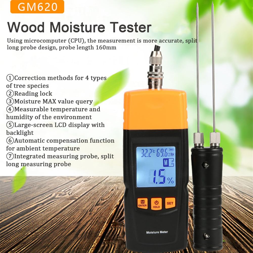 Fydun GM620 Tester di umidità del legno digitale -10-60 ℃ LCD