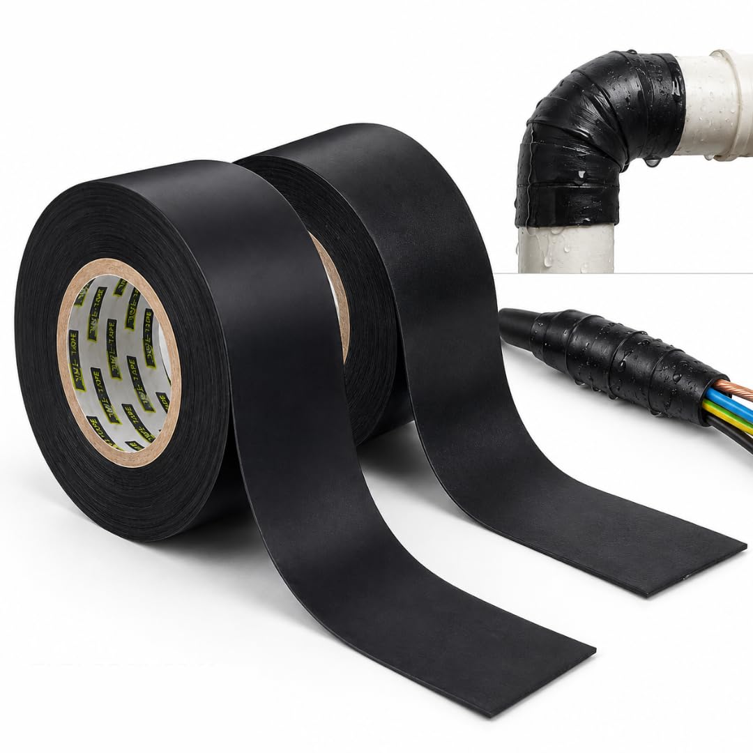 Pack 2 Cinta Autovulcanizante Impermeable Para Reparar Fugas Agua Aislar Cables Electricos Sellado Tuberias Mangueras Exterior Interior Caucho Profesional Alta Resistencia Termica UV Autosoldable