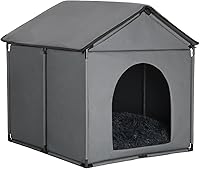 LOOBMBNS Large Indoor Dog House for Huskies Labradors Golden Retrievers - 31x30x31in Soft Cushion Pet Crate Gray