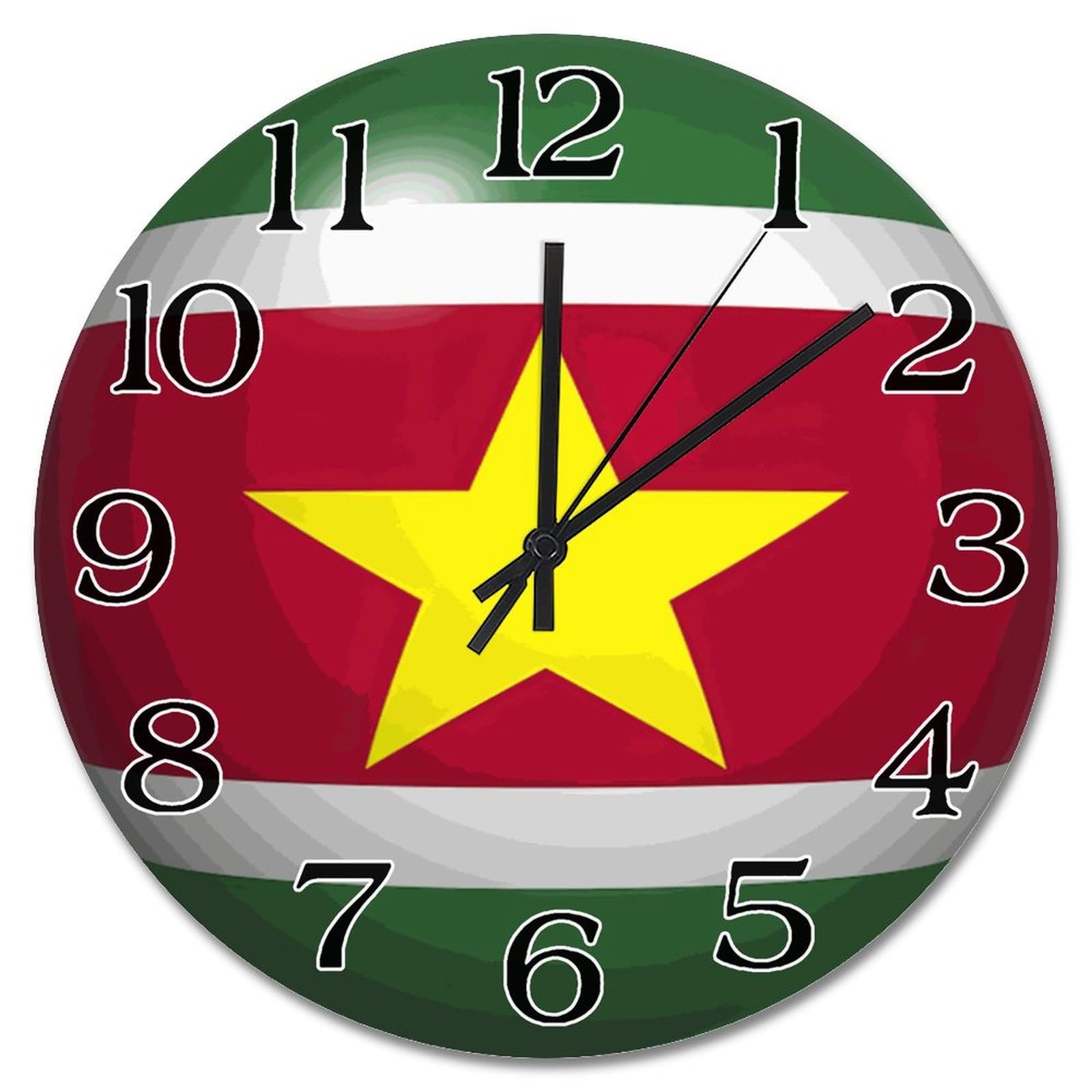 Horloge murale drapeau Suriname 38cm à piles pour décoration de salon