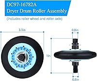 Vista 2 de DC97-16782A Dryer Drum Roller compatible with Samsung Dryer Roller Replacement Kit - Replaces DC97-07523A PS4221885 AP5325135 WPW10177428-4 Pack