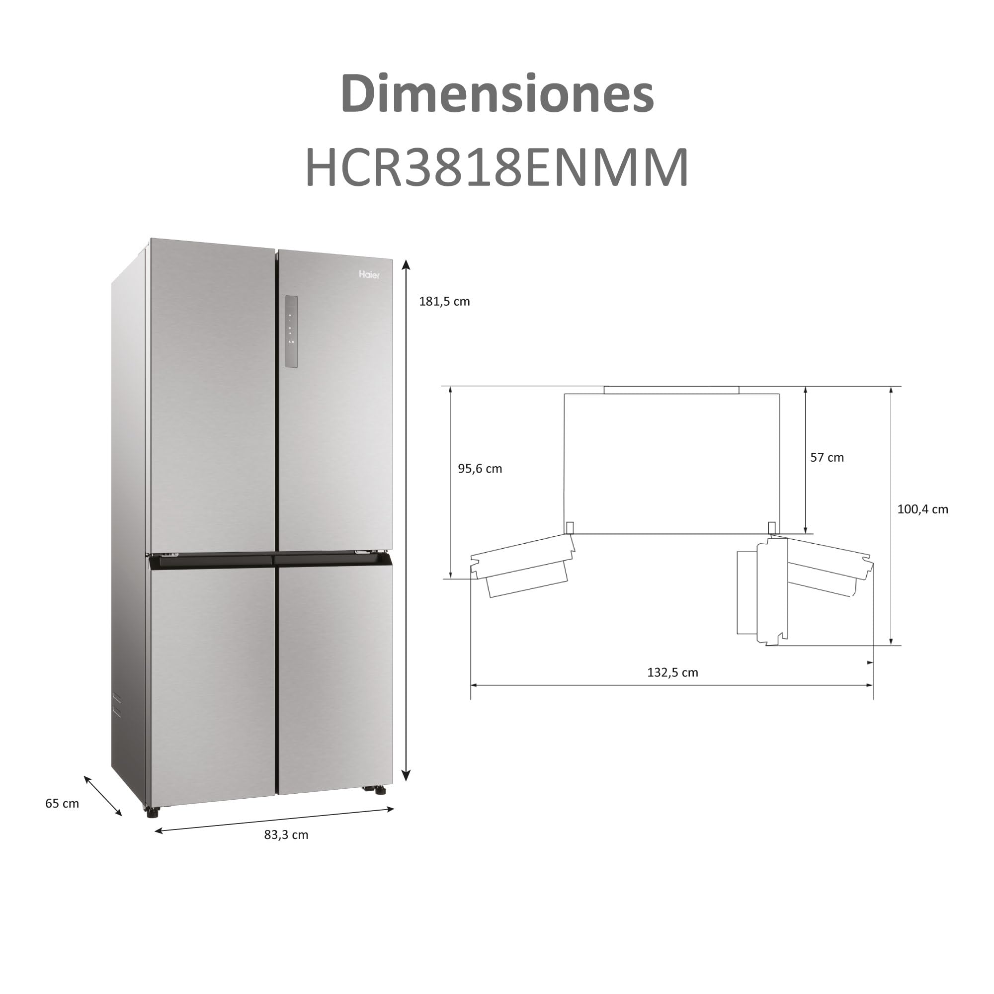 Réf.Multiportes Cube SLIM Total No Frost Air Surround, 181,5x83,3x 65 c HAIER - HCR3818ENMM