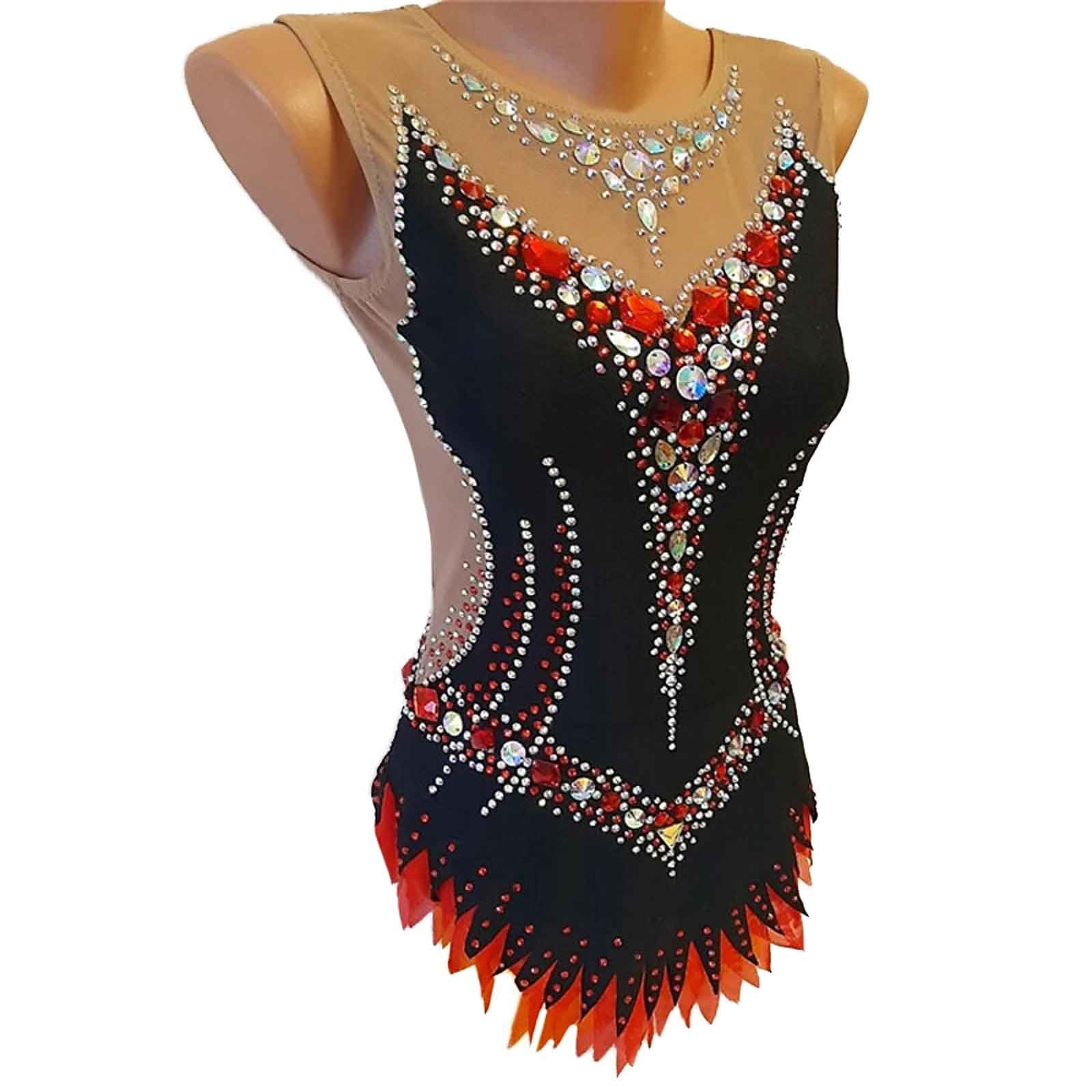 Trykoty Do Gimnastyki Artystycznej Dla Dziewczynek Damskie Kostiumy Do Gimnastyki Rhinestone Trykot Do Tańca Świecący Strój Do Ćwiczeń