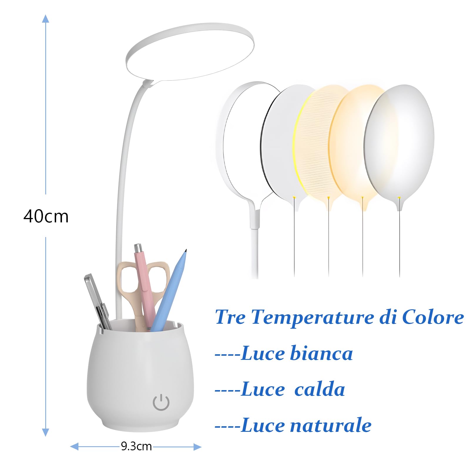 Lampada da scrivania led 12w spirale abajour luce tavolo bianca design moderno