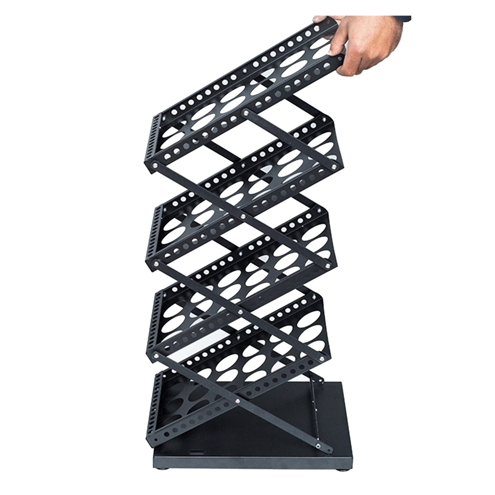 Revistero para Oficina/Sala de Estar, Soporte de Suelo, Estante Plegable para Almacenamiento de Archivos/Libros/folletos, Bolso, Marco de Hierro Negro