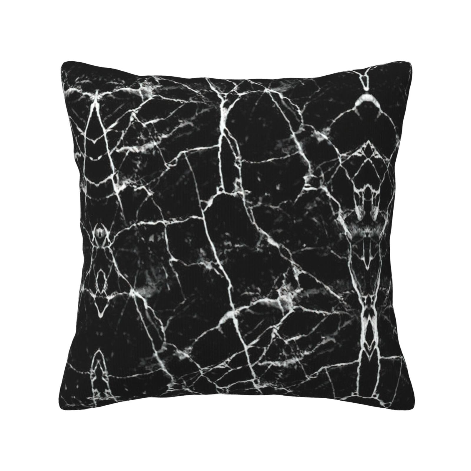 Housse de coussin en velours côtelé noir marbré luxe pour canapé chic