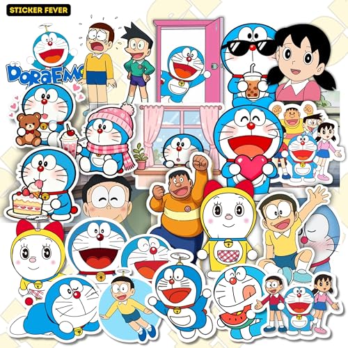 Image of 30 Cute Doraemon Laptop Stickers for Cartoon Lovers and Kids. (Doremon)