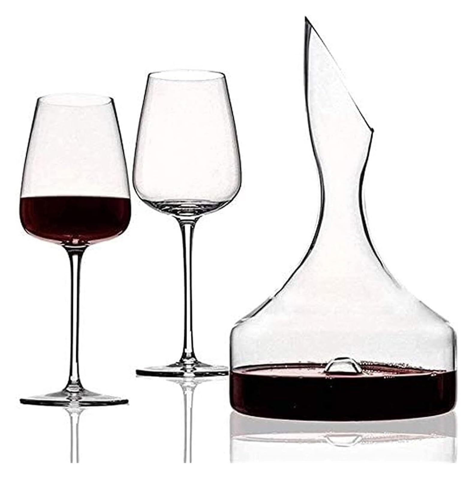 Carafe à décanter le vin rouge et son service de verres pour des dîners réussis