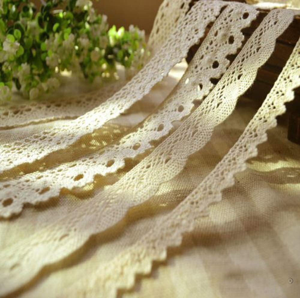 Dentelle de coton naturel crème 25 mm Main N° 2 pour mercerie haute couture
