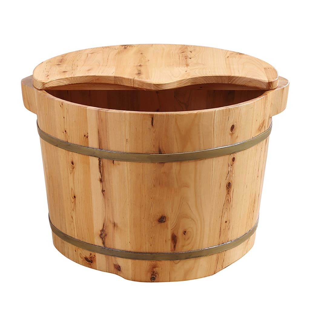 TBLOTYD Foot Spa Wooden Barrel Foot Bath Barrel Wood Bathtub Bucket Foot Washing Barrel Pedicure Barrel Footbath with Lid Present Vision Hopeful Friendship and Virtue