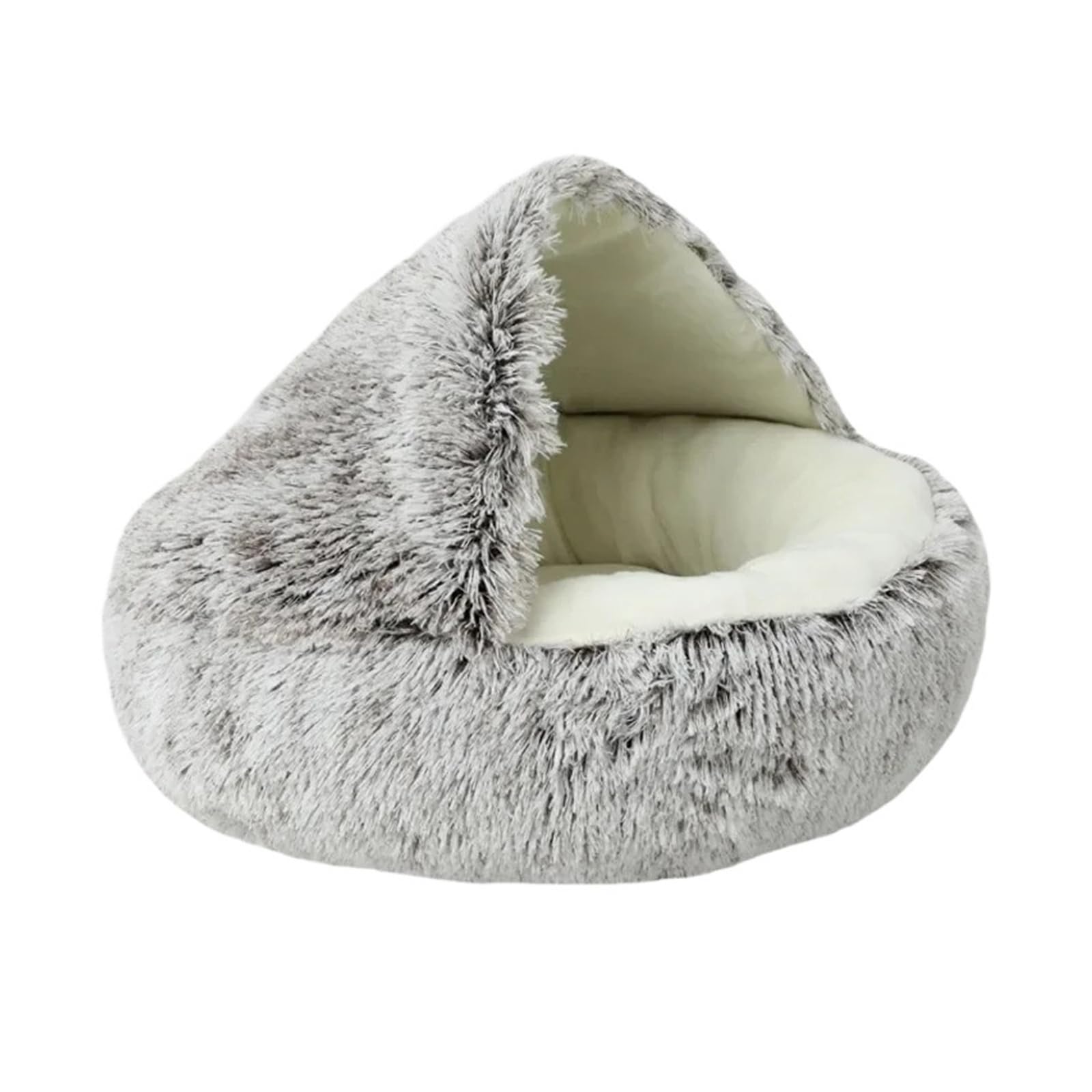 Niche d'hiver contre le stress animal : tapis peluche gris pour sommeil profond