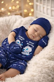 Cute Printed Soft Cotton Baby boy girl Clothing Set, Yellow, 0-3 Months, 5-Piece with Shirt, Shorts, Cap, Bib & Mittens So... Price In India