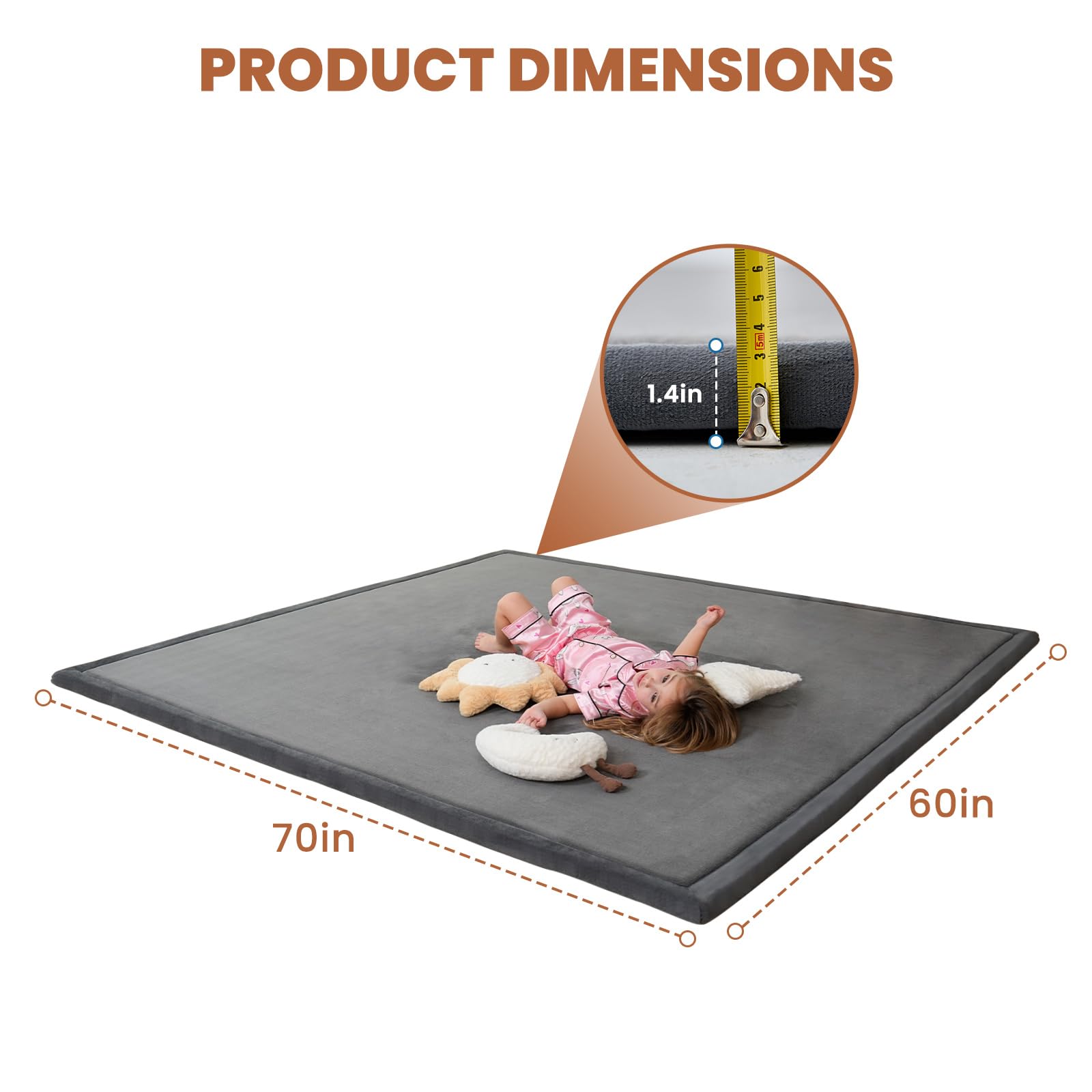 SUNYRISY 3.5cm Thick Baby Play Mat for Floor, 150 x 180 cm Foam Floor Padded Playmats for Babies, Soft Foldable Baby Rug Kids Playpen Mat for Crawling & Playing, Non-Slip Bottom - 2