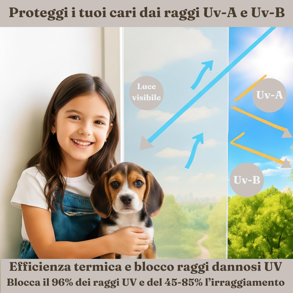 Pellicola Privacy Vetri Finestre (SATINATO, 44 X 200CM) Professionale - Schermo Oscurante Ufficio e Casa - film Anti-UV Grandi Vetrate, Statico, Senza Colla Riutilizzabile