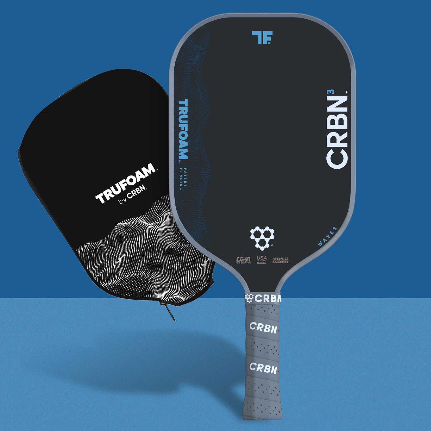 CRBN TruFoam Waves Pickleball-Paddel – Kohlefaser-Pickleball-Paddel – 100 % Schaumstoffkern für maximale Leistung, 14 mm