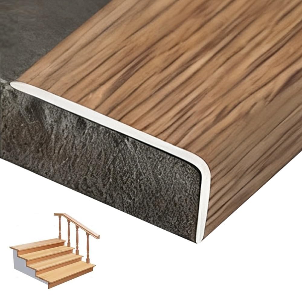 Moldura de aluminio para borde de escalera antideslizante de 122 cm en pisos laminados