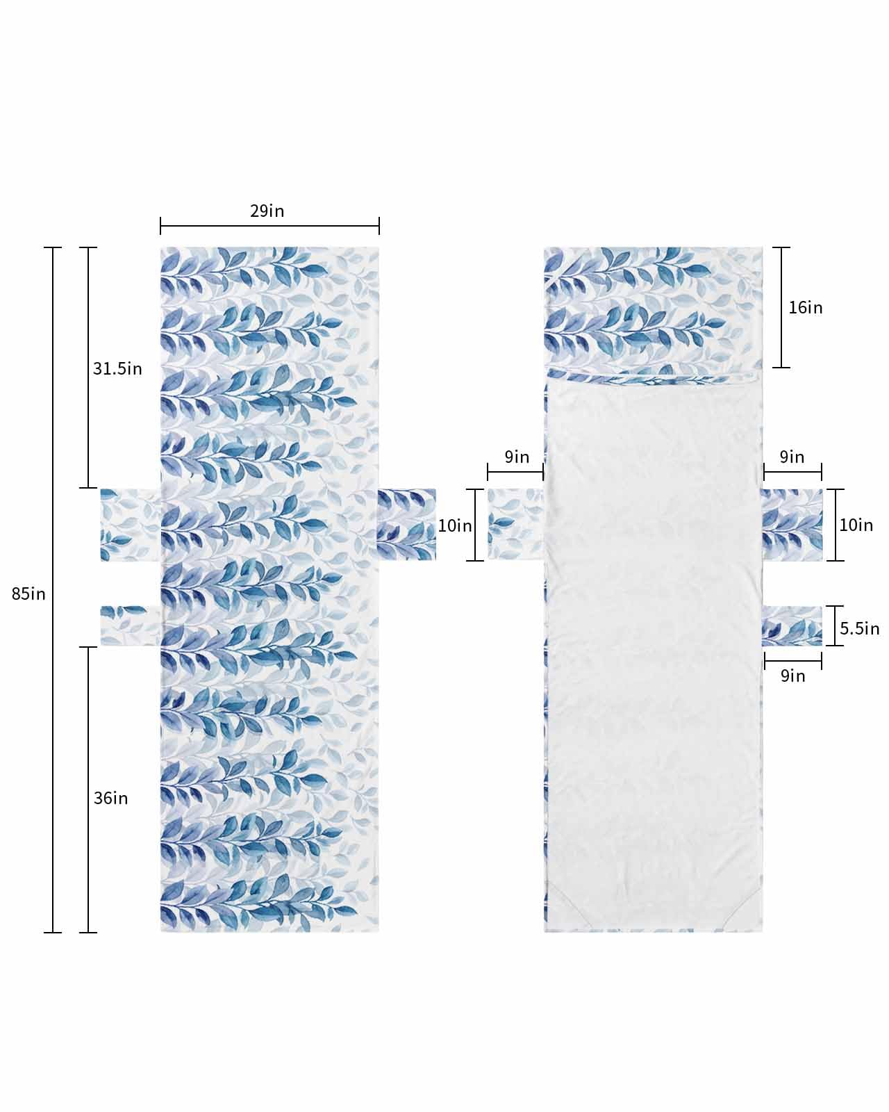 Blue Ombre Botanical Beach Lounge Chair Towel Cover, Soft Chaise Lounge Towel with Side Pockets Patio Pool Chairs Cover for Beach/Pool Sunbathing 29x85 Watercolor Spring Floral Pastoral