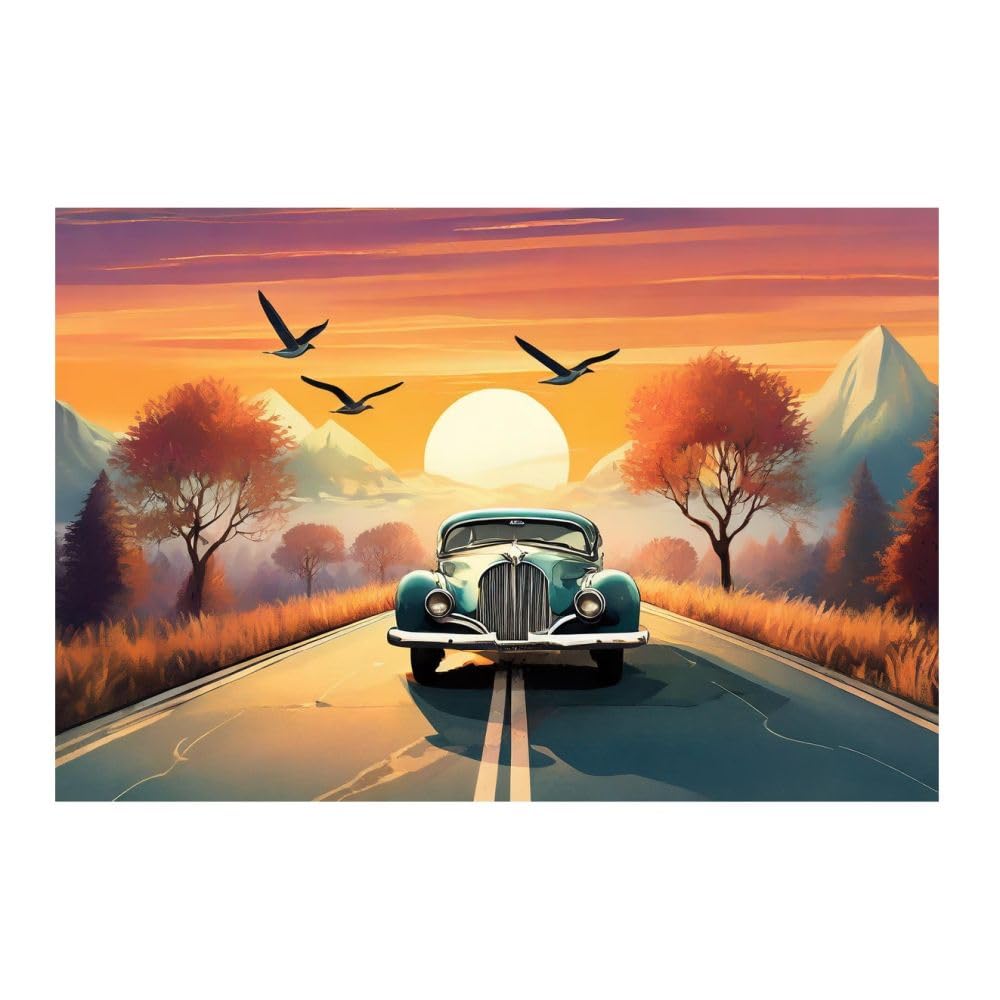 Poster oldtimer lever de soleil pour sublimer le mur de votre salon - 7