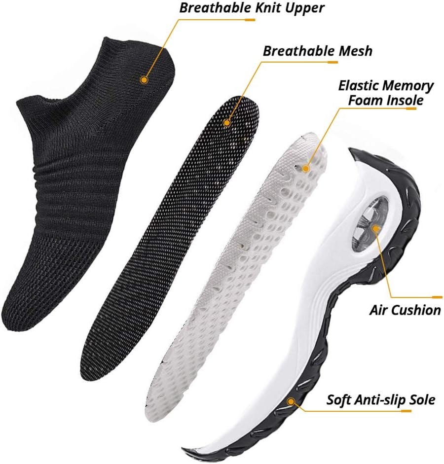 Casual Footwear, Women's Trainers, Running Shoes, Sports Shoes, Ladies Air Knit Mesh, Breathable Lightweight Gym / Fitness Shoes, White, Black, Blue, Grey, Pink, Sizes 35-44