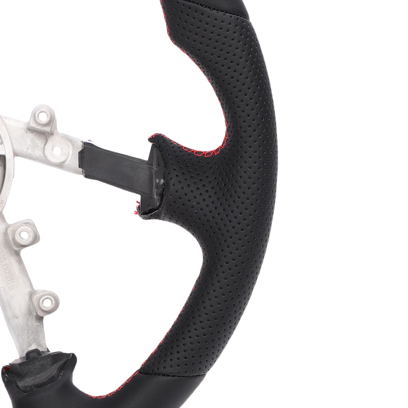 Volante da in Pelle Traforata con Prestazioni Migliorate per 1997-2004, Cuciture Rosse e Design a D con Fondo Piatto per gli Appassionati di Auto