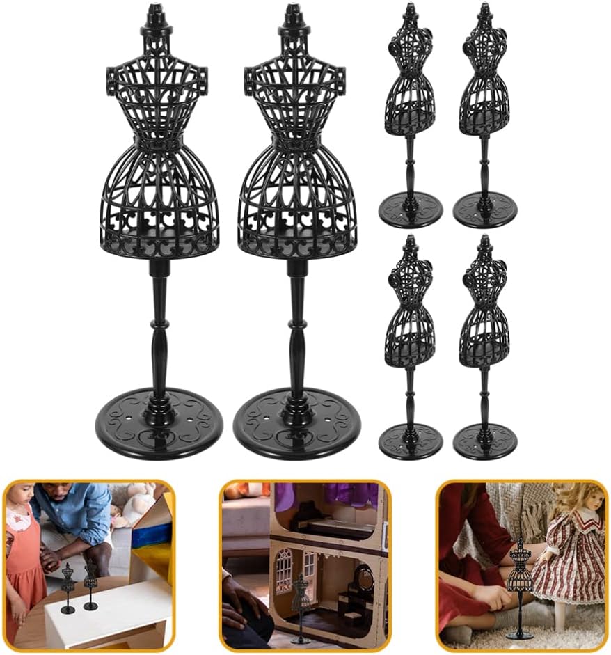 Ipetboom 6pcs Clothing Display Stand Manikin Mini Dress Form Decorative Manequin Doll Body Stand Accessories Body Jewels Cutout Mini Dress Doll Sewing Form Modeling Plastic Jewelry Rack