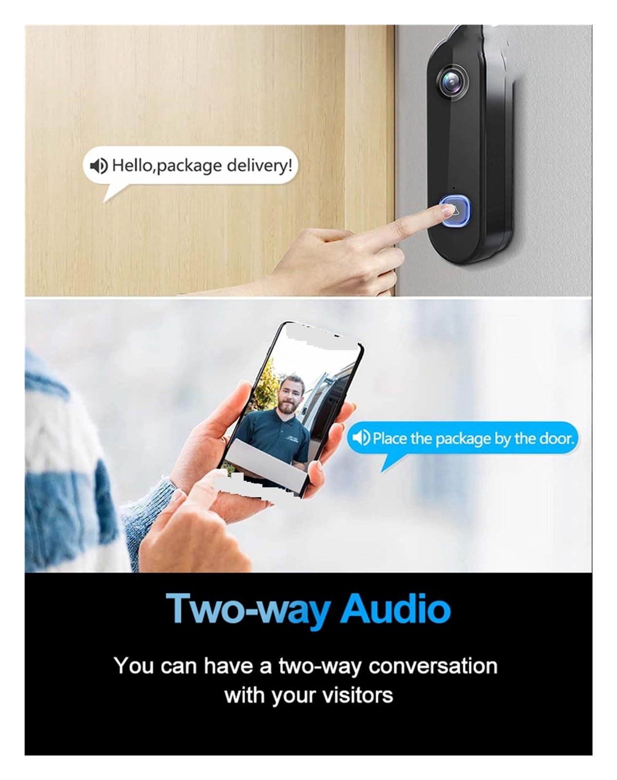 Sistema de Alarma, Alarma Inteligente Timbre Visual Vida Sirena Intercomunicador De Voz Inalámbrico | Video intercom