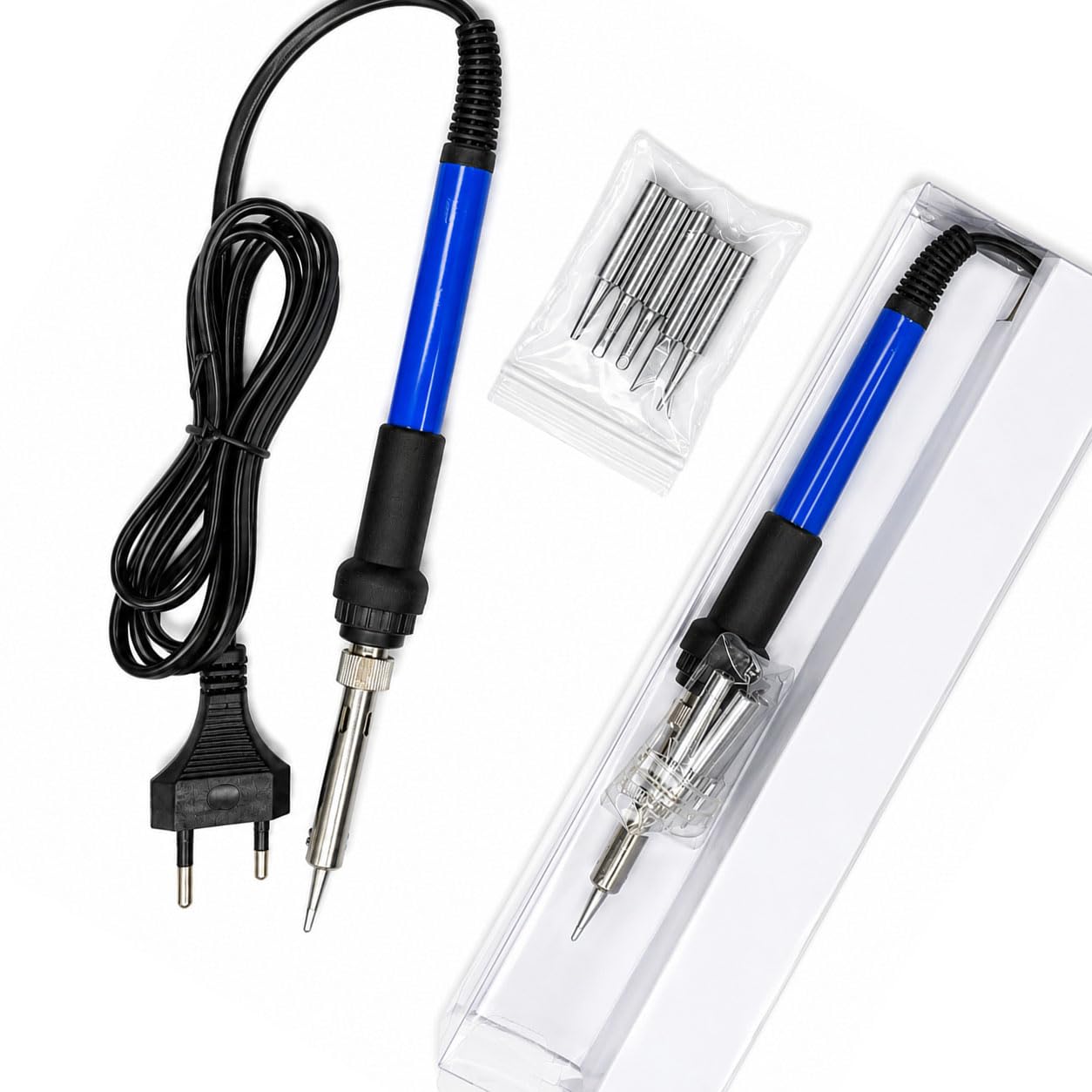 Professional Electric Soldering Iron Kit Adjustable Temperature Fast Heating with 5 Replaceable Tips Comfortable Grip for Mobile PCB Wire Repair DIY Electronics-image-17