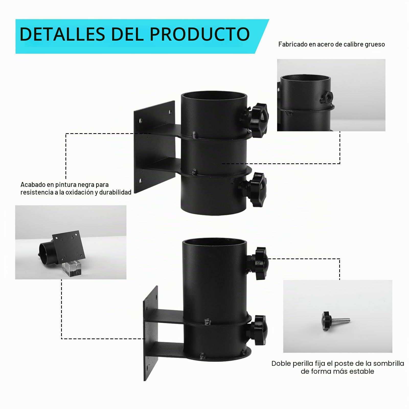 Tefola Tefola - Soporte de pared ajustable para sombrilla, balcón, sombrilla de pared, soporte de balcón para sombrillas, montaje en techo, vallas, balcón o patio al aire libre, etc