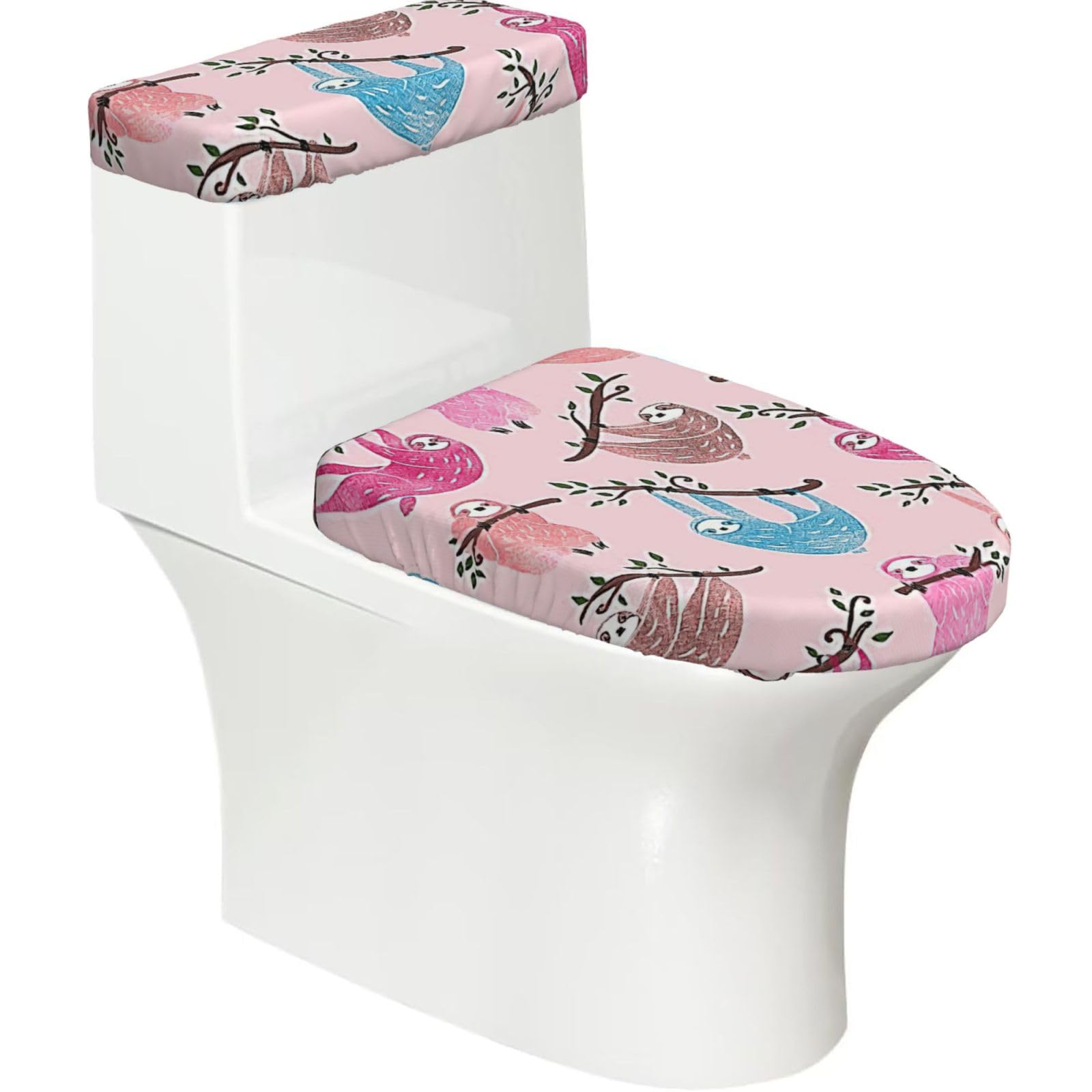 Naughty Sloth Baby Print Bathroom Decor Toilet Lid Cover And Tank Covers, Restroom Accessories Fits Most Round