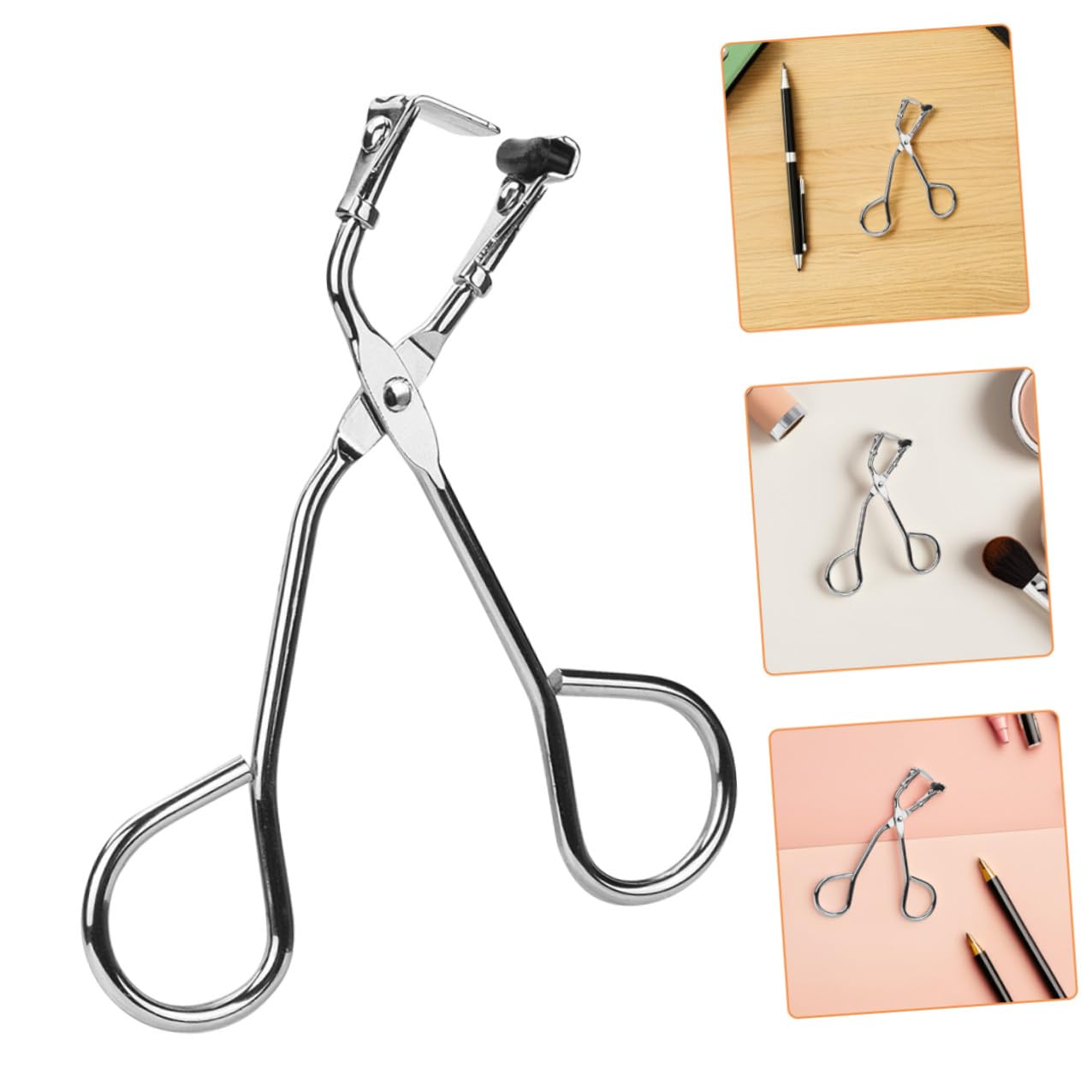 Pinza Plata Inoxidable Rizadora de Acero Pestañas de Mano | Curvatura Precisa, Apta para Maquillaje, Diseño Portátil y Ligero, para Pestañas Pequeñas y Mini, Uso Diario