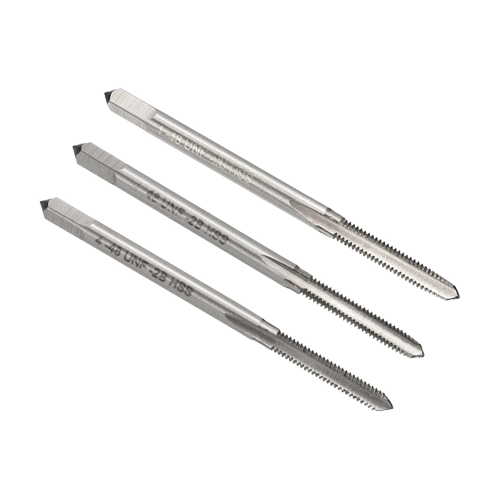 sourcing map 3pcs Hand Tap Set, #4-48 UNF Taper/Plug/Bottom Thread Screw Taps, 9CrSi Alloy Tool Steel Hand Threading Tapping Tool Kit