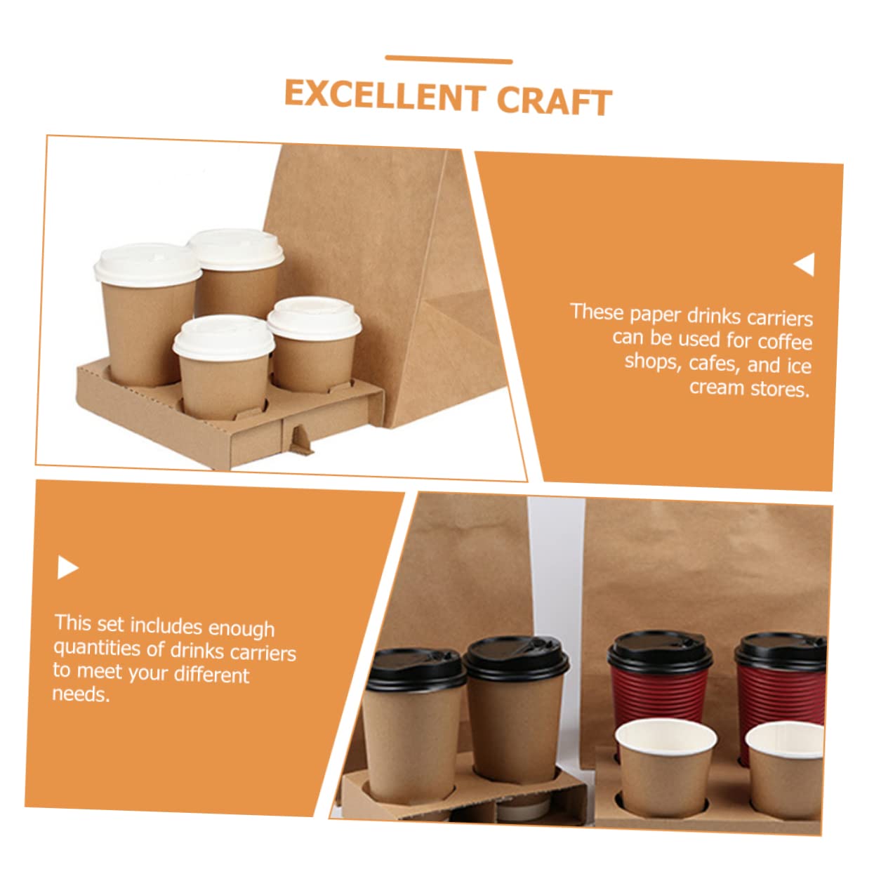 WOONEKY Porta Bicchieri in Carta Ondulata Resistente e Sicuro 2 Tazze Confezione da 50 Pezzi per Bevande da Asporto per Caffè e Uso Takeout