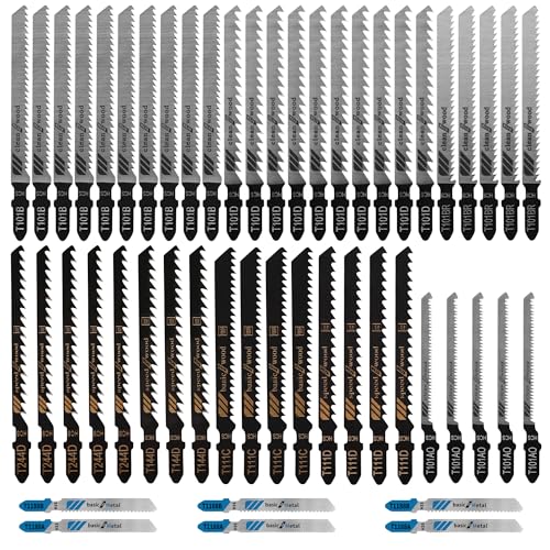 Professional 52 Piece StichsäGebläTter Holz，10 Modelle SäBelsäGebläTter Set，StichsäGebläTter Metall mit Kunststoffbox，SäGebläTter StichsäGe，Geeignet zum Schneiden von Metall, Holz und Kunststoff